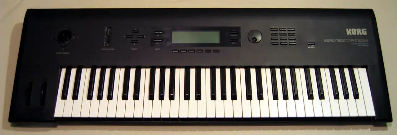 Front panel of the Korg Wavestation, the 1990 synthesizer that combined vector synthesis with wave sequencing